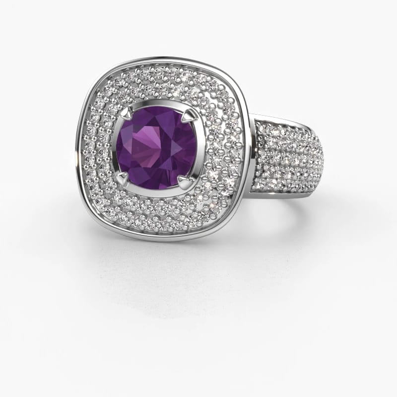Zirconic Purple Silver Ring