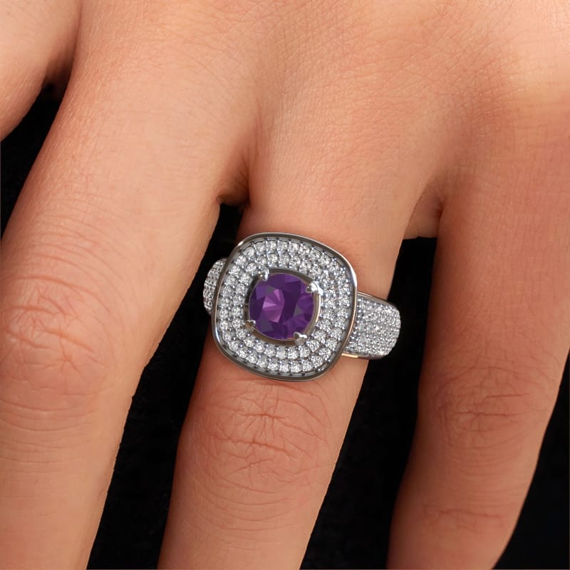 Zirconic Purple Silver Ring