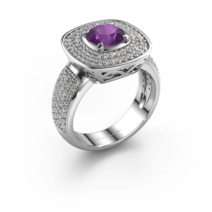 Zirconic Purple Silver Ring