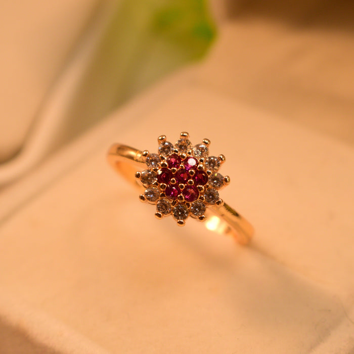 Ruby and Diamond Cluster Ring