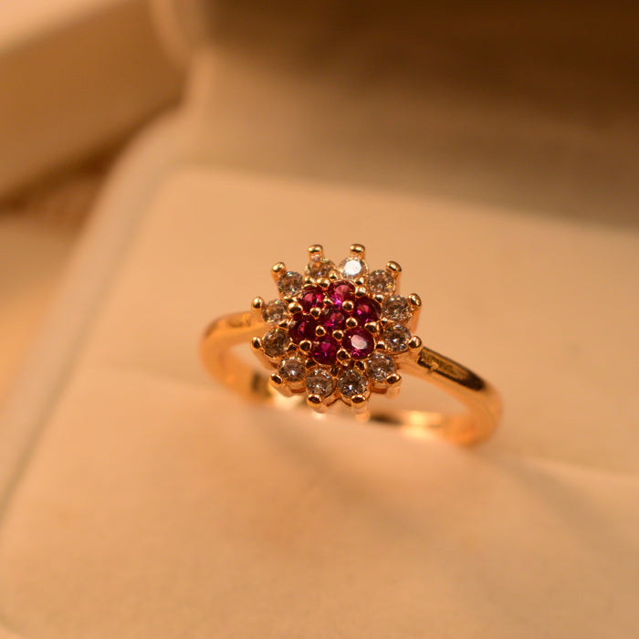 Ruby and Diamond Cluster Ring